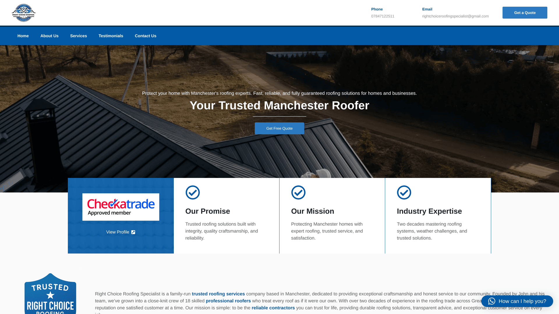 Right Choice Roofing Specialist Website
